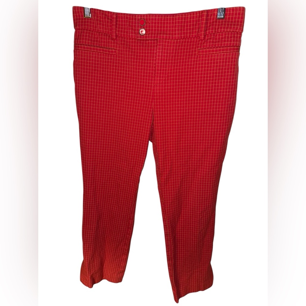 Anthropologie The Essential Slim plaid red pants women’s size 10 ankle